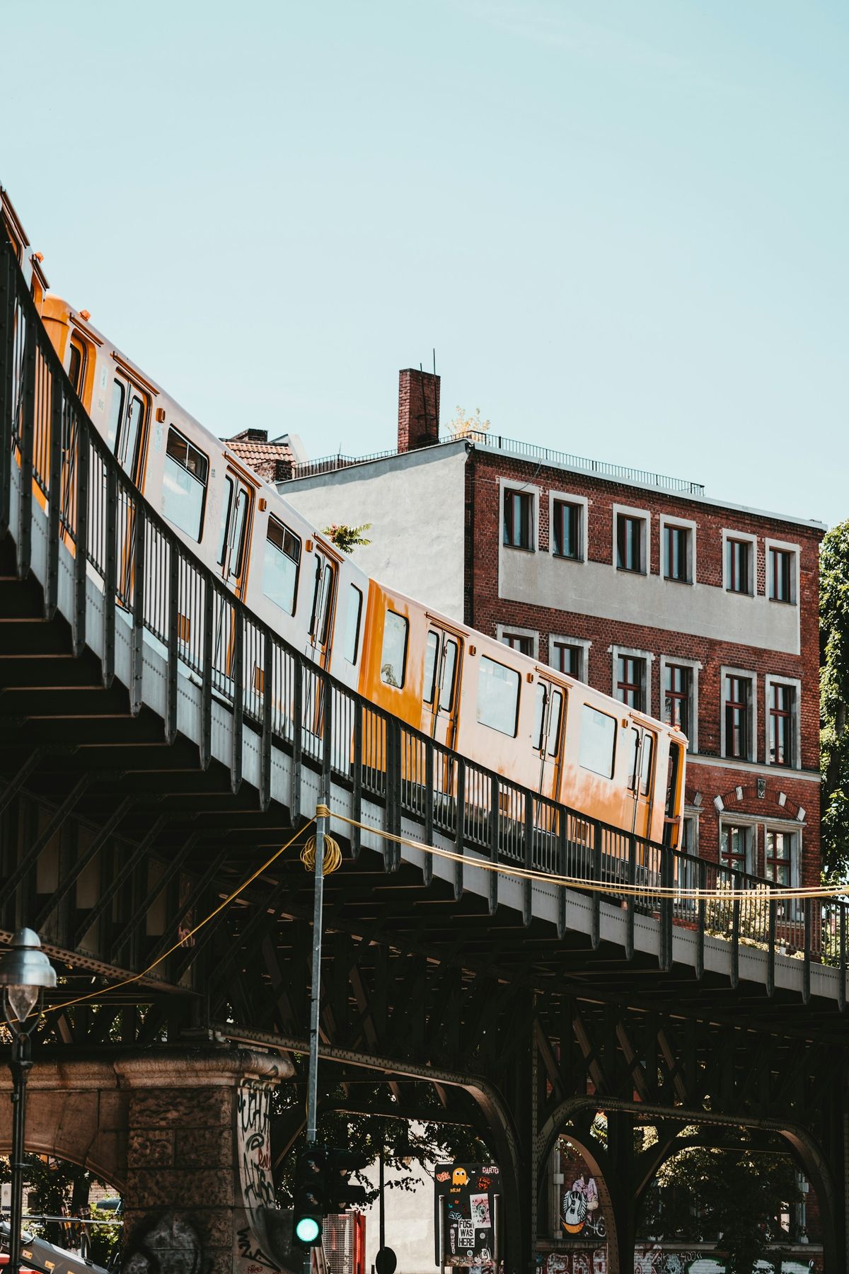 Train crossing a bridge in Germany