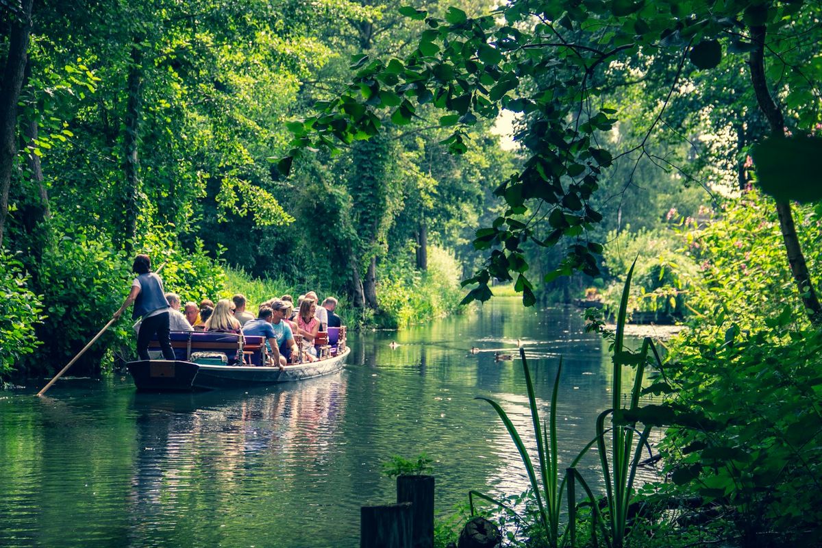 Traditional punt boat on a Spreewald canal in Germany