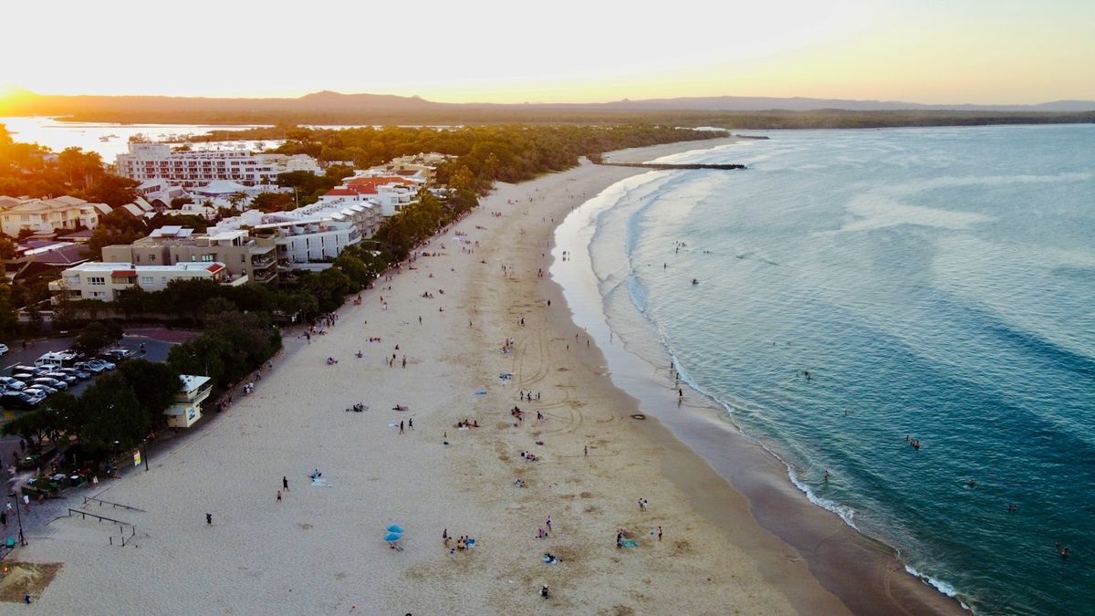 Aerial view of Noosa's beach and coastline