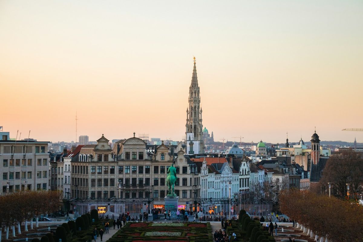 Brussels city buildings with Gothic architecture