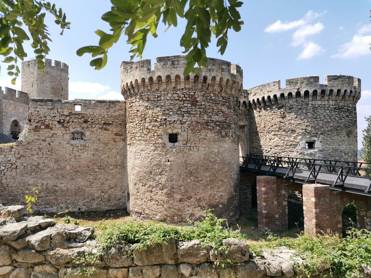 Kalemegdan Fortress Belgrade castle under blue sky