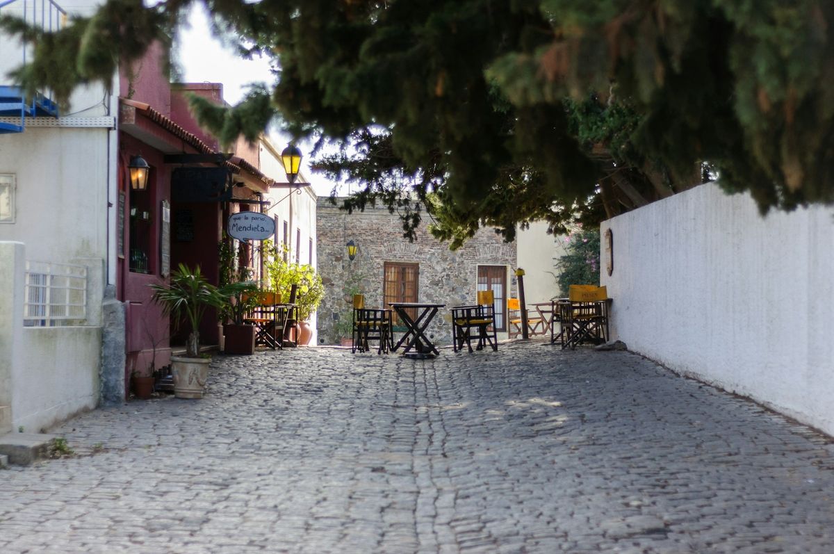 Cobblestone street in the historic quarter of Colonia del Sacramento, Uruguay