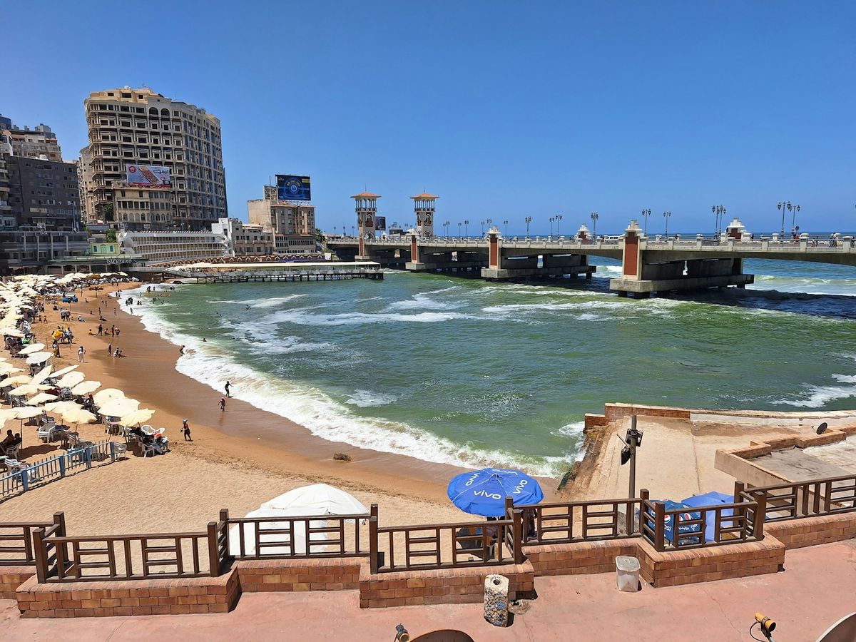 Panoramic view of Alexandria waterfront and Mediterranean coast Egypt