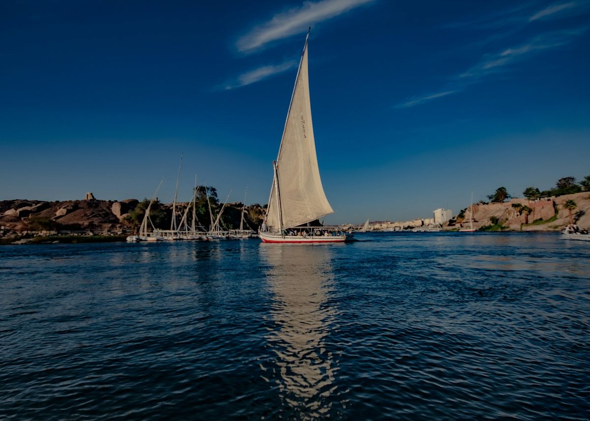 Felucca sailboat on the Nile River at Aswan, Egypt
