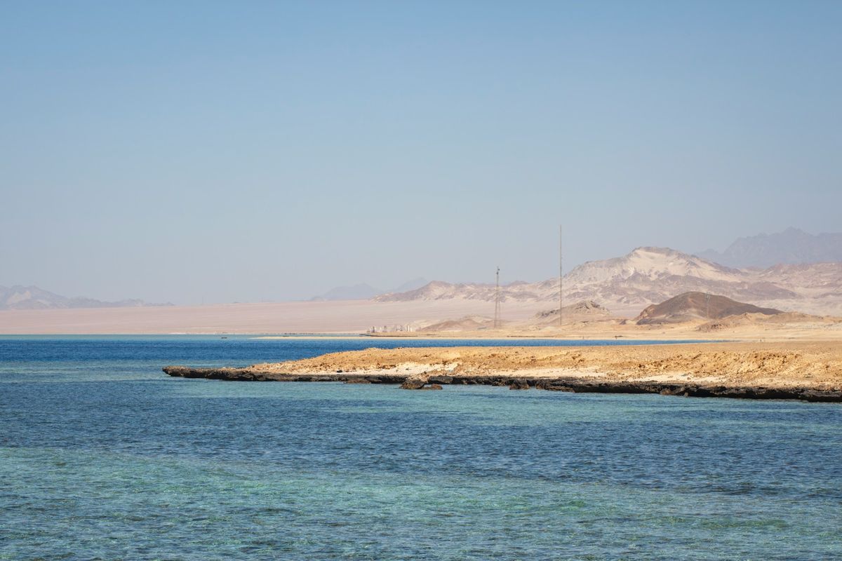 Turquoise Red Sea coastline near Hurghada, Egypt