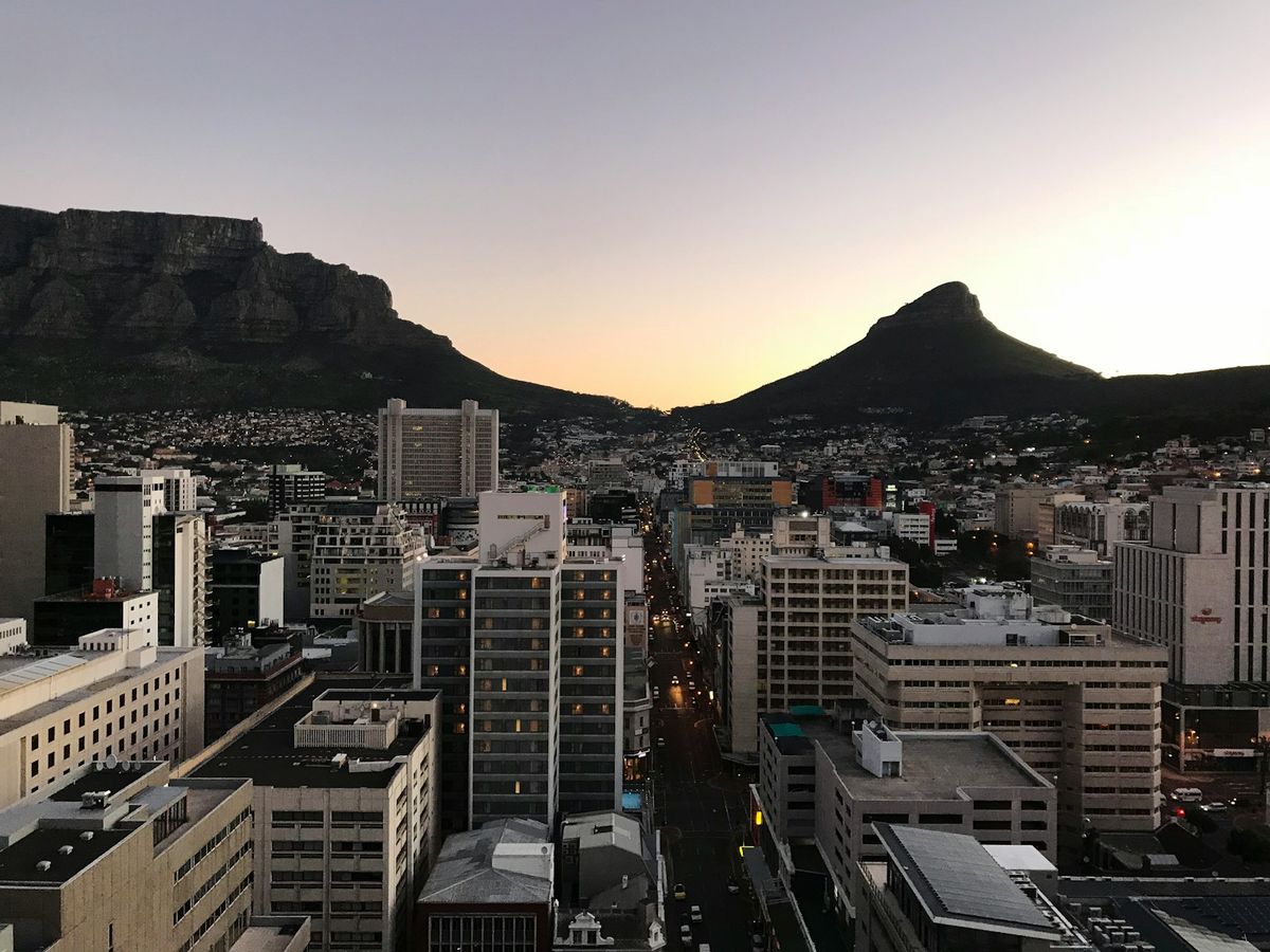 View over Cape Town city with mountain backdrop