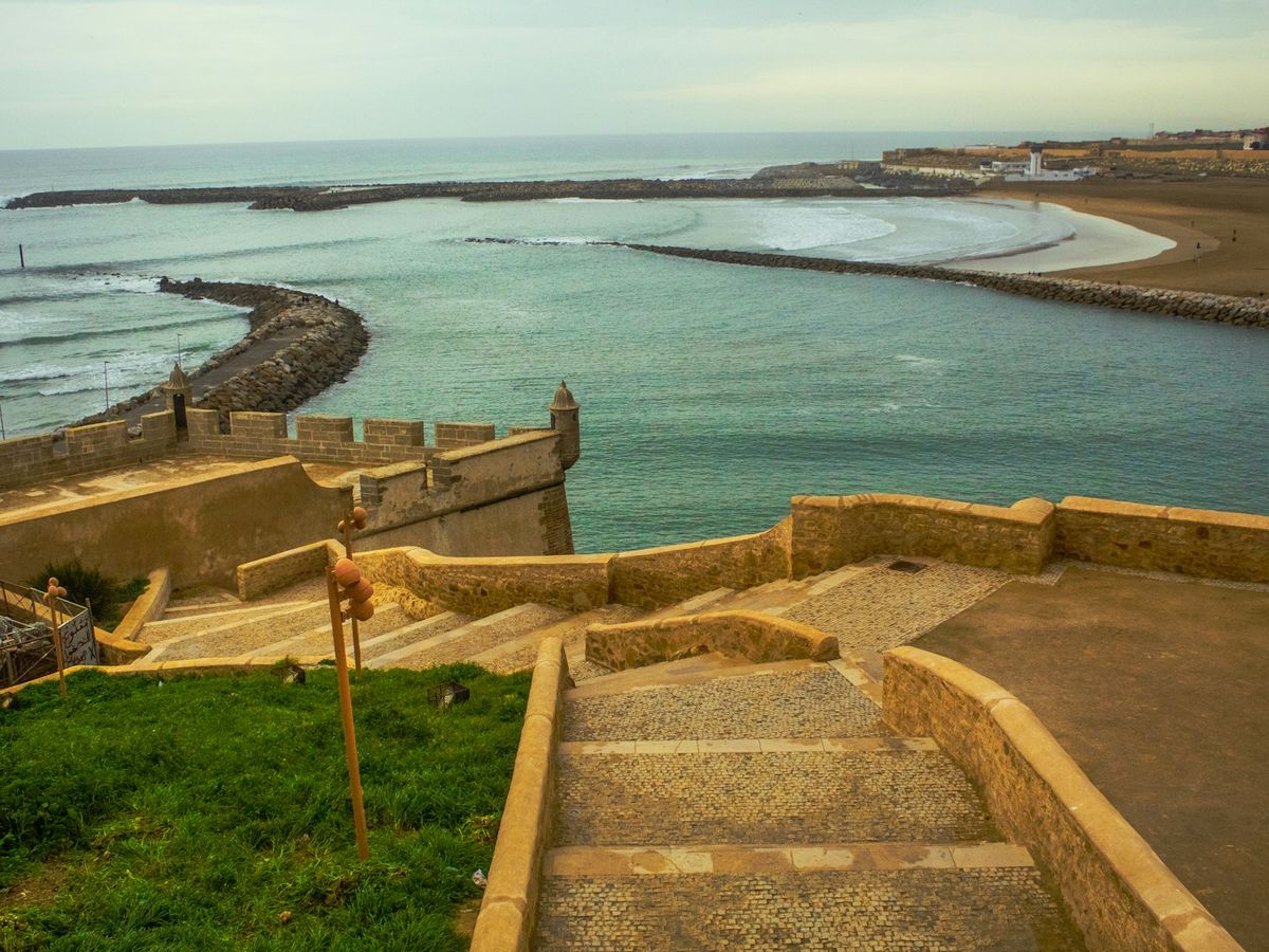 Steps leading down from the Kasbah of the Udayas to the sea, Rabat