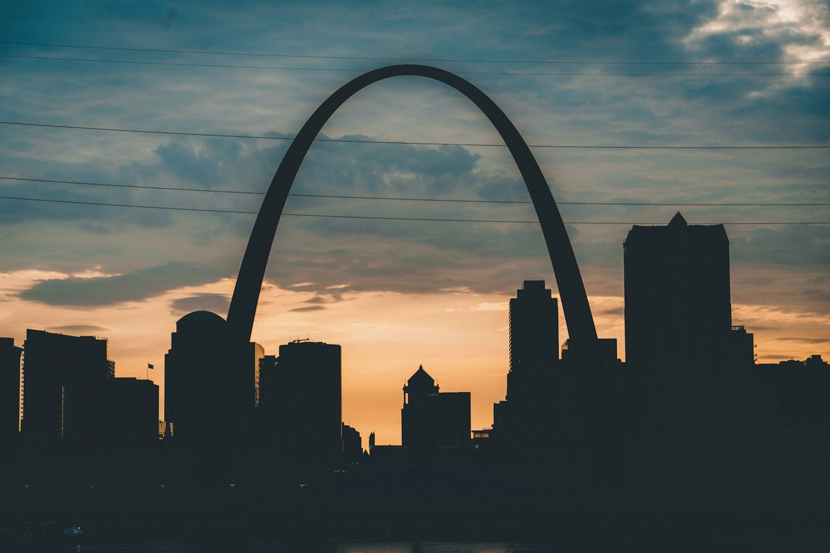 St Louis skyline at sunset