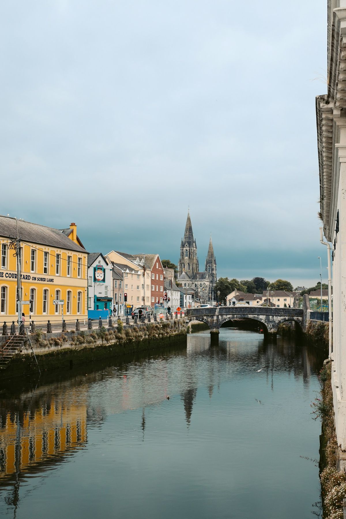 Cork city canal with historic buildings