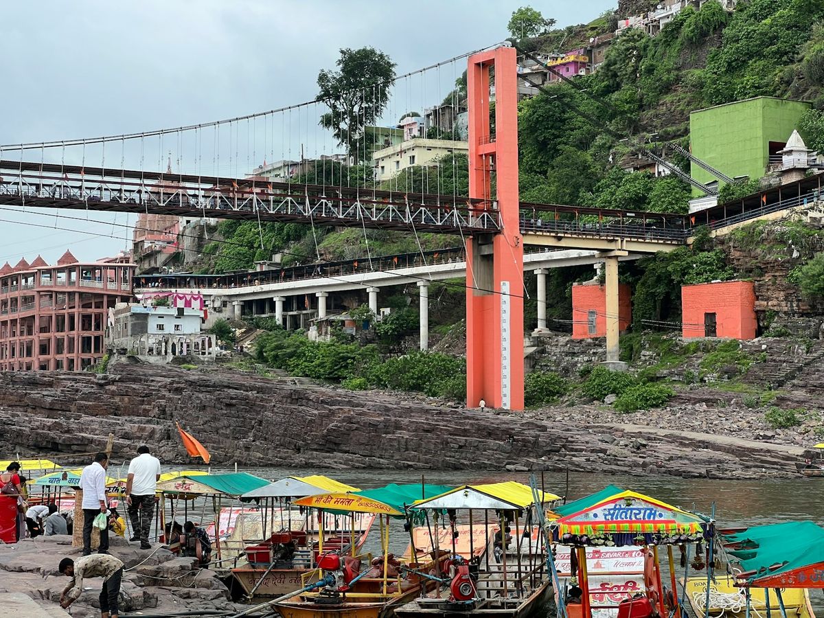 Lakshman Jhula bridge over the Ganges at Rishikesh