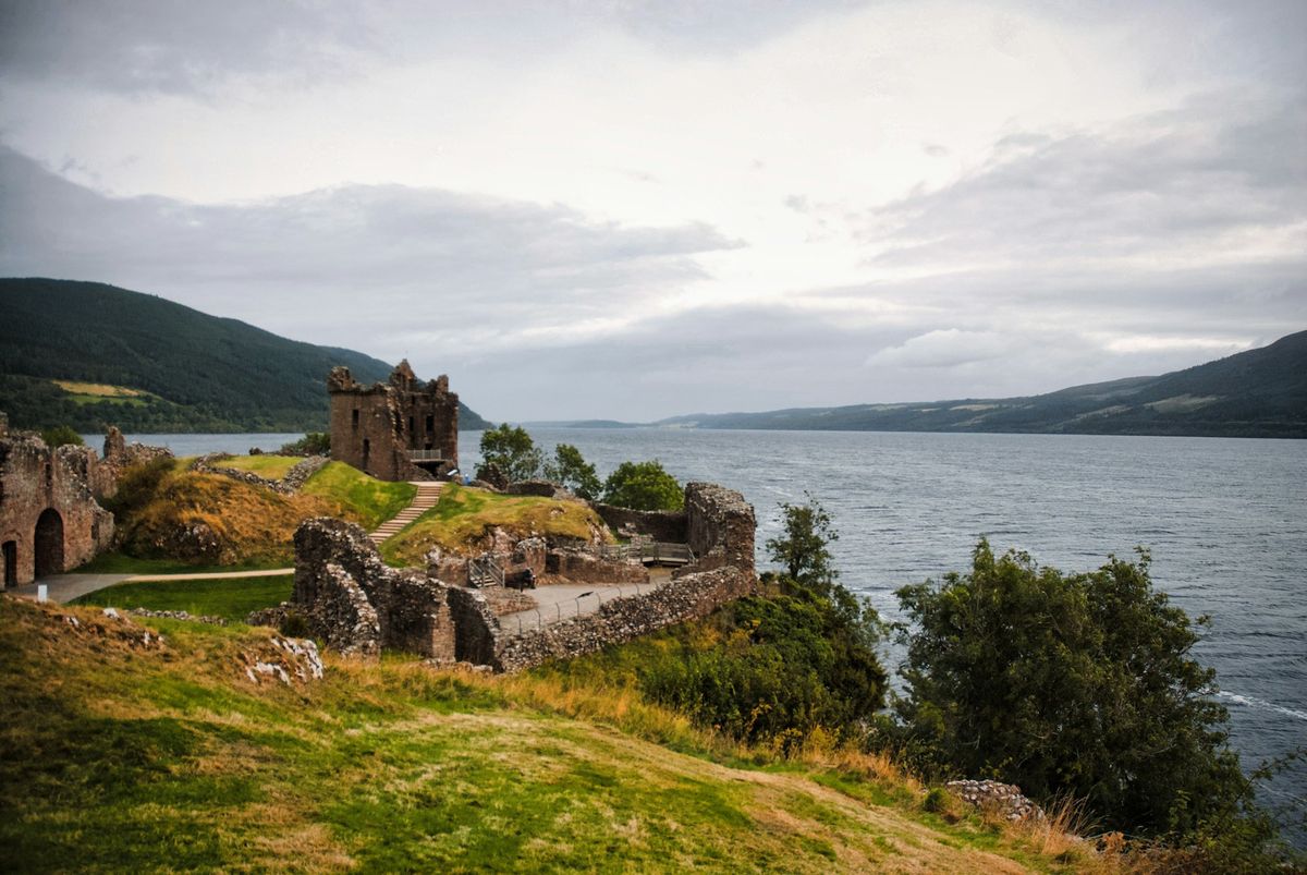 Ruins of Urquhart Castle on Loch Ness, Scotland
