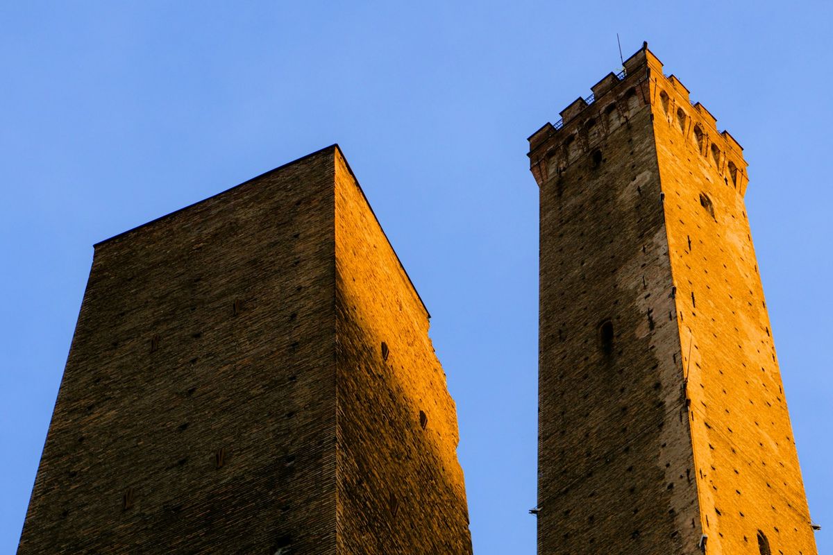 The medieval Two Towers of Bologna, Italy