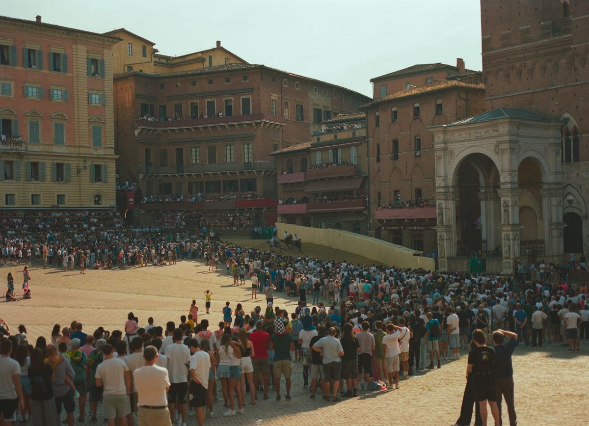 Crowd gathered in the Piazza del Campo, Siena, Italy