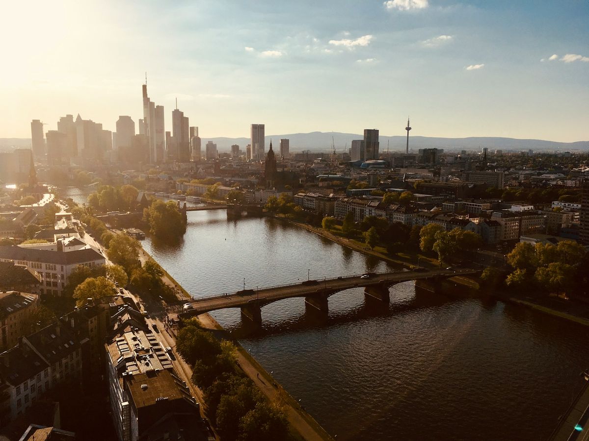 Frankfurt skyline with Main river