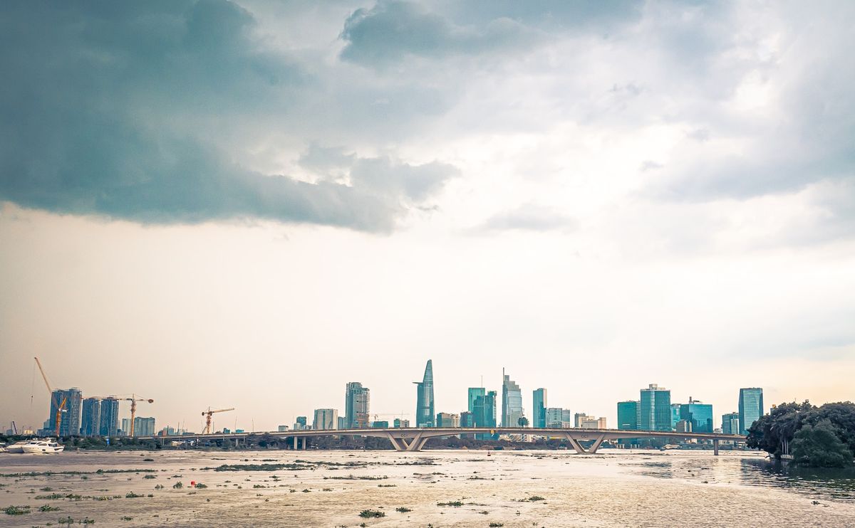 Ho Chi Minh City skyline with buildings and clouds