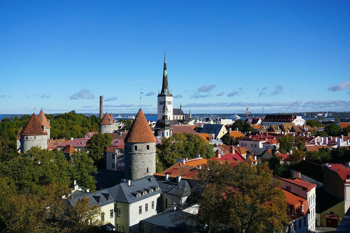 Tallinn old town with medieval church towers