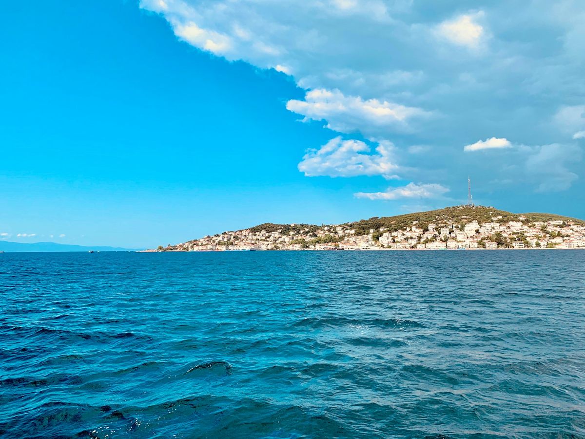 Aerial view of a small Princes Island in the Sea of Marmara near Istanbul