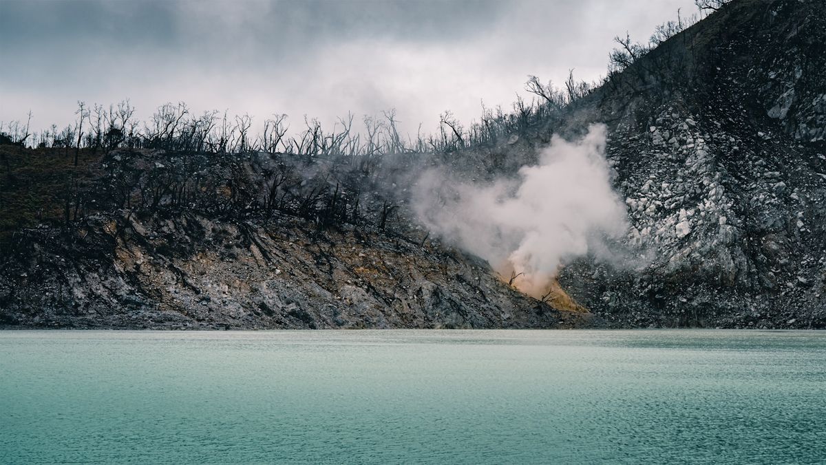 Kawah Putih crater lake near Bandung, Indonesia