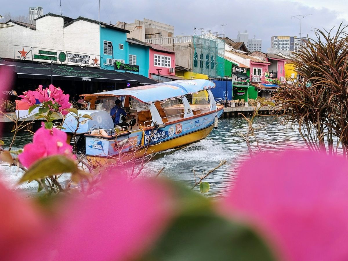 Colorful colonial buildings along the Malacca riverfront