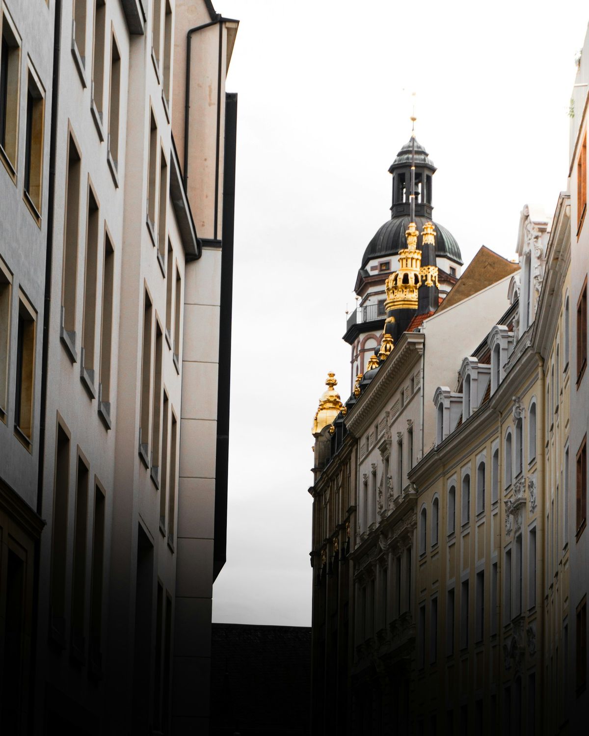 Leipzig city hall clock tower view