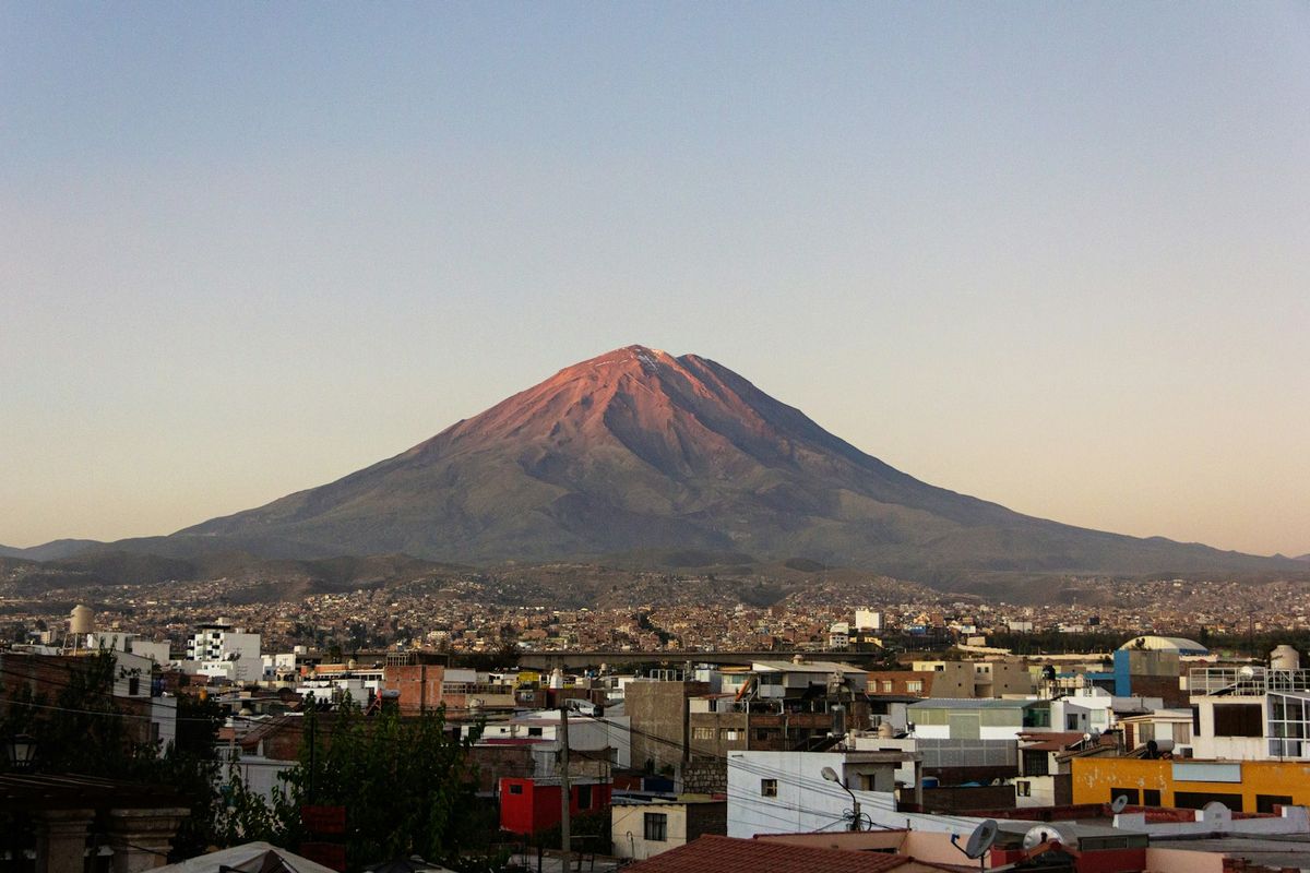 Arequipa city with El Misti volcano rising behind