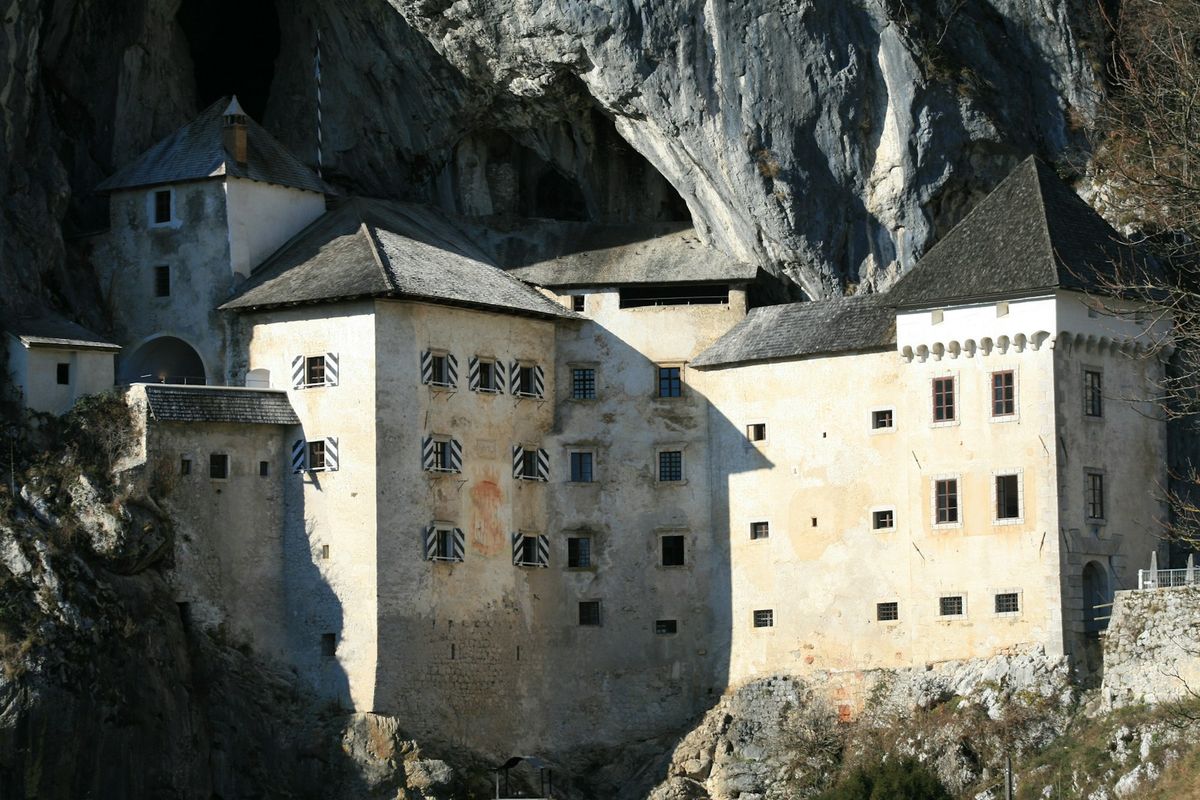 Predjama Castle built into a cliff face near Postojna, Slovenia