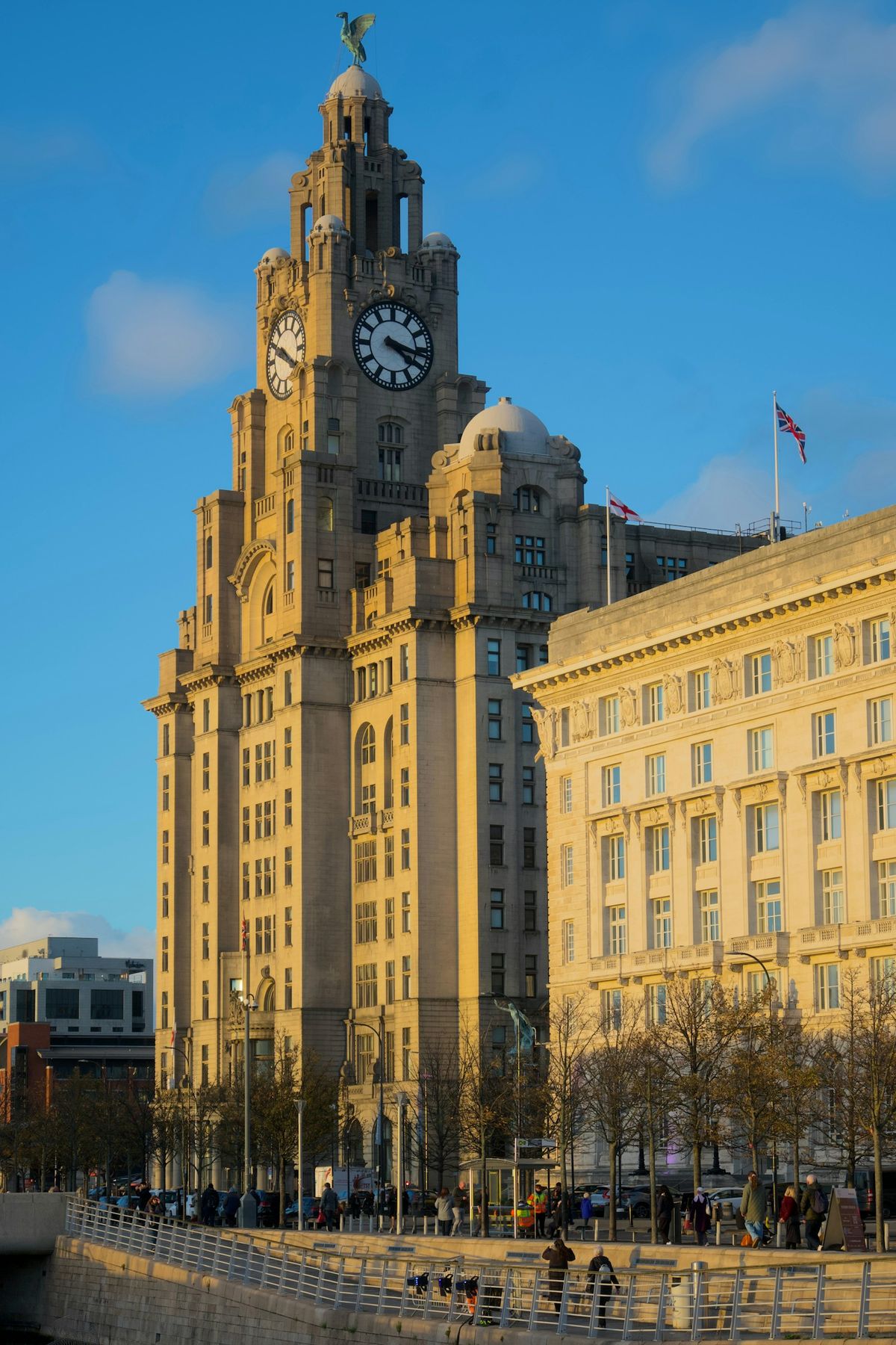 Art deco Royal Liver Building with clock tower in Liverpool