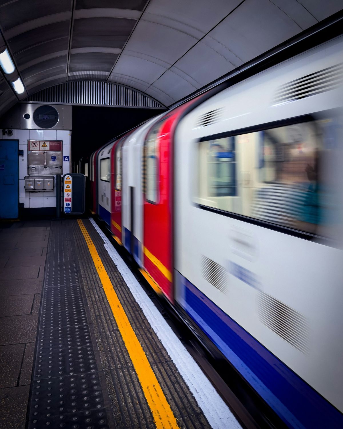 Train at London station platform