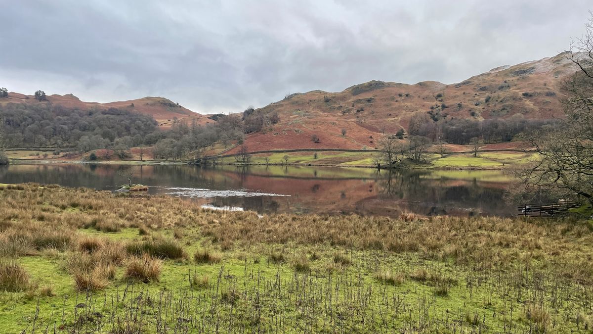 Lake Windermere surrounded by mountains, Lake District England