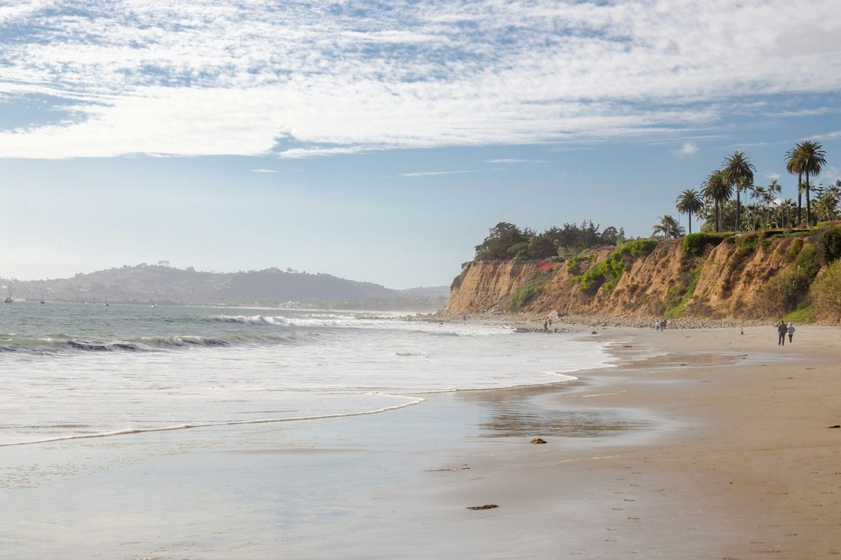 Waves crashing on the Santa Barbara coastline
