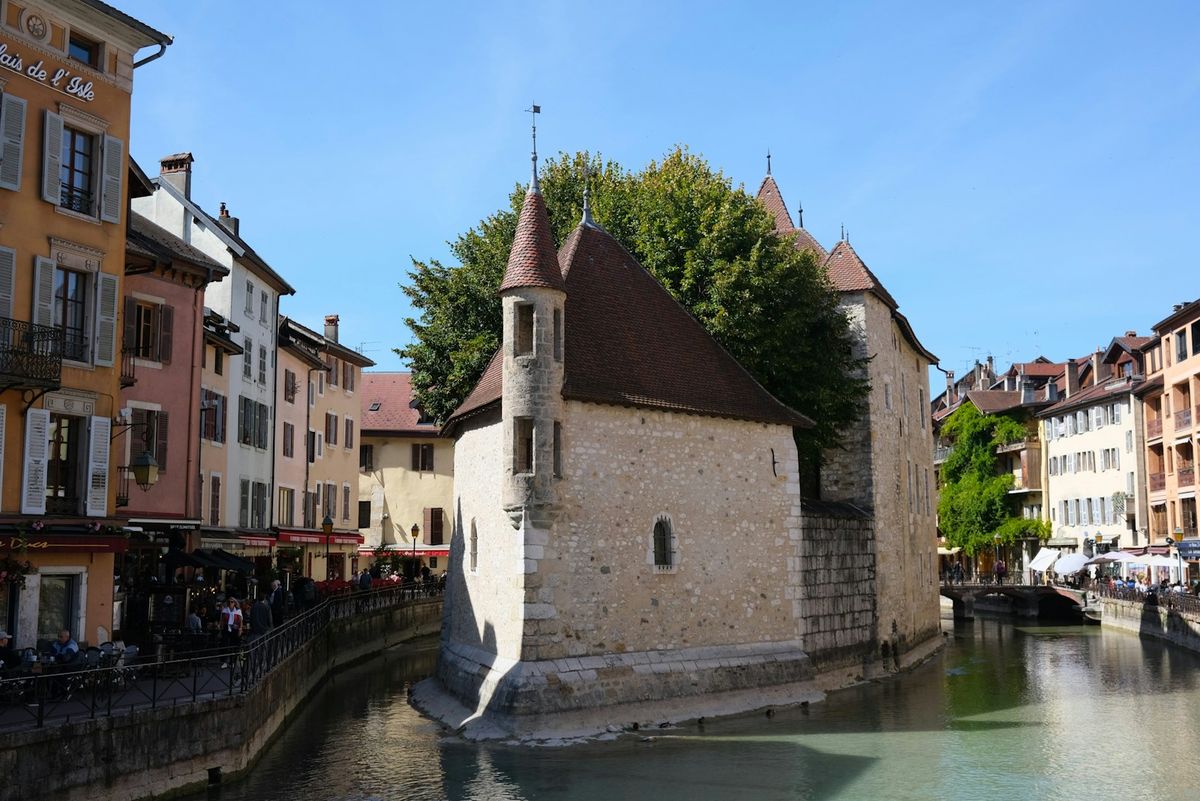 Medieval Palais de l'Isle on the canal in Annecy old town