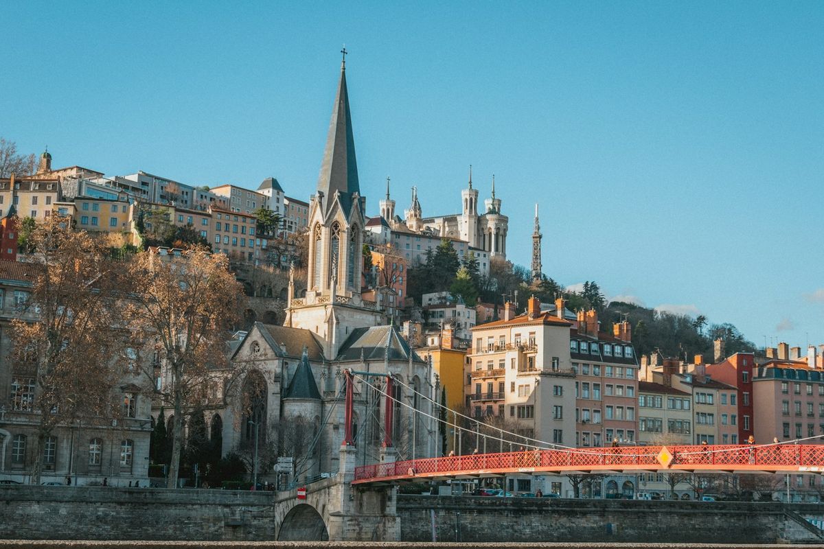 Bridge over Saone River in Lyon France