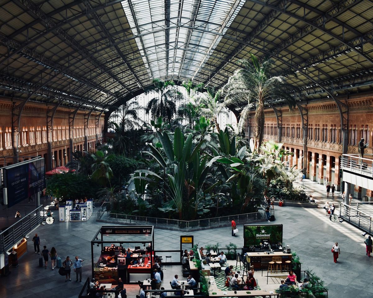 Madrid Atocha station interior with tropical garden
