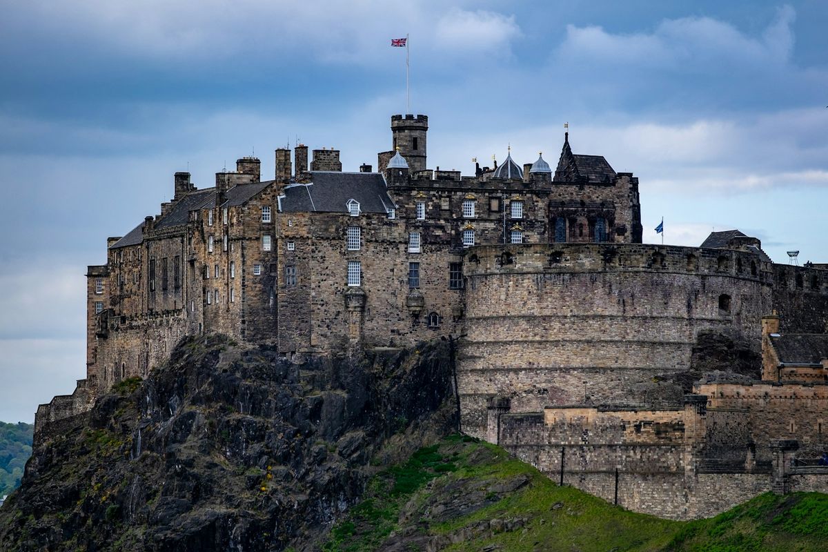 Edinburgh Castle on a rocky hill in Scotland