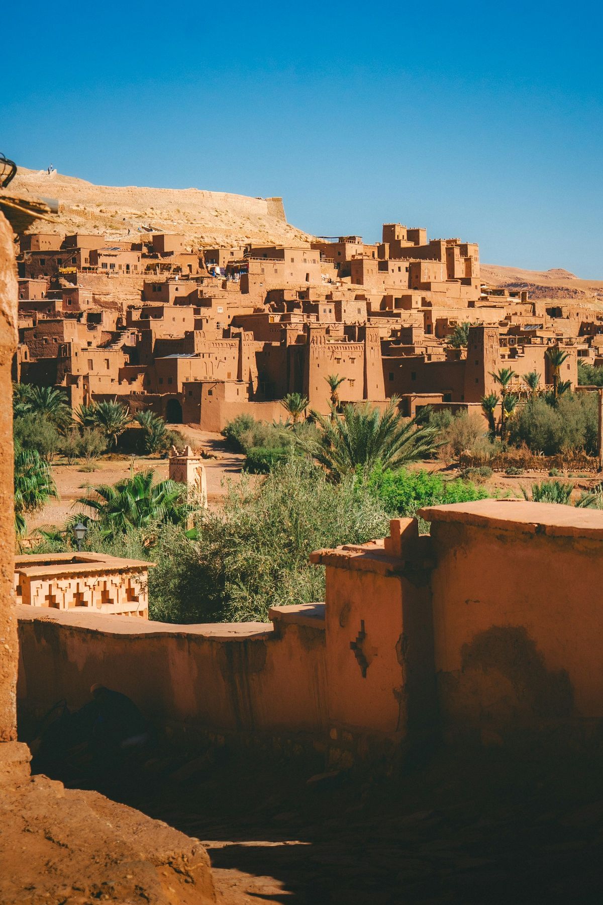 Ancient earthen village on a hillside, Morocco