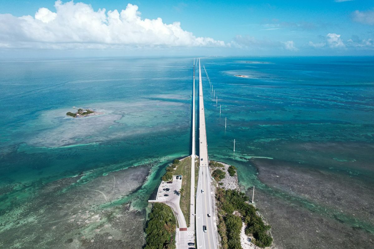Road stretching across turquoise water in the Florida Keys