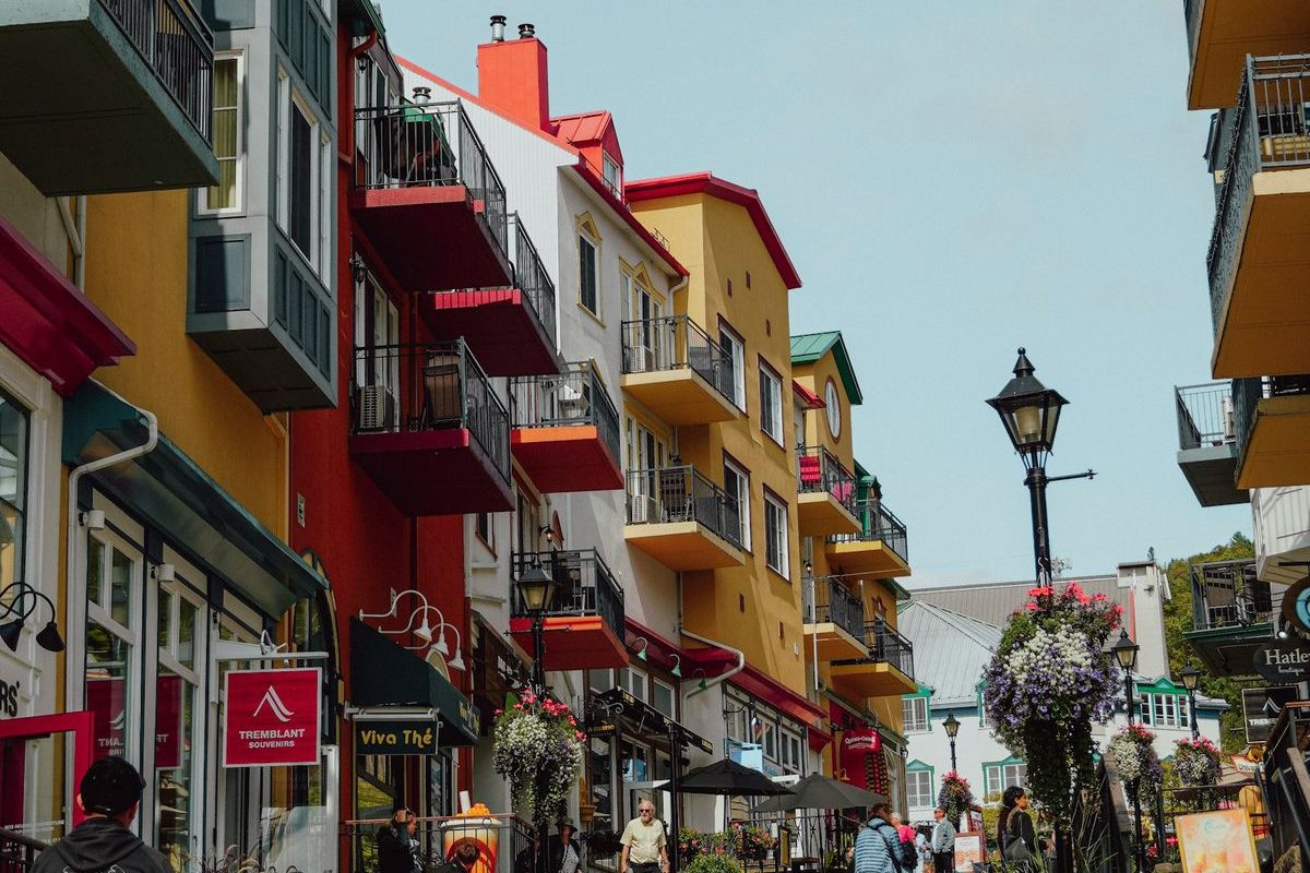 Colorful pedestrian village at Mont-Tremblant, Quebec