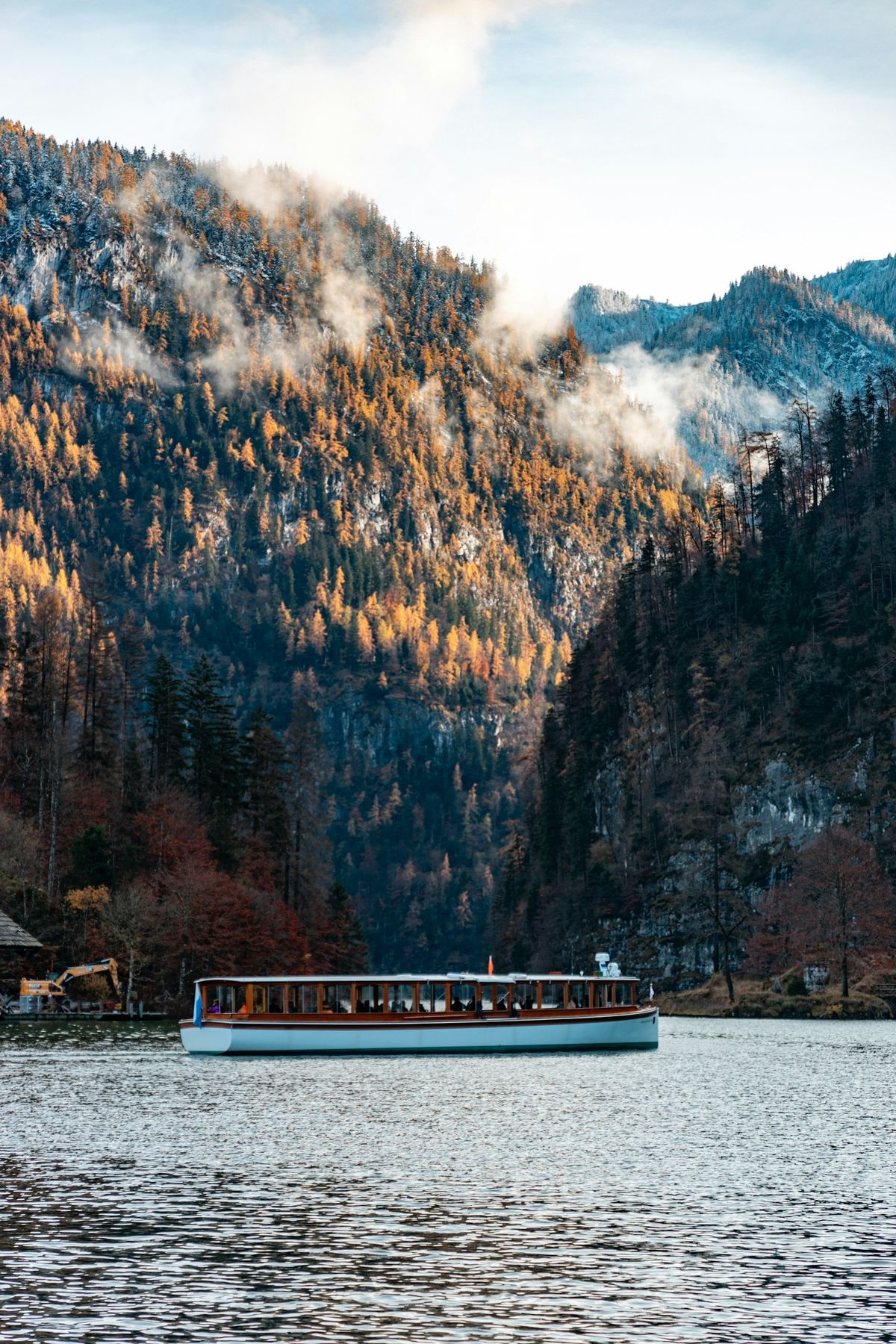 Alpine lake with mountains in the background