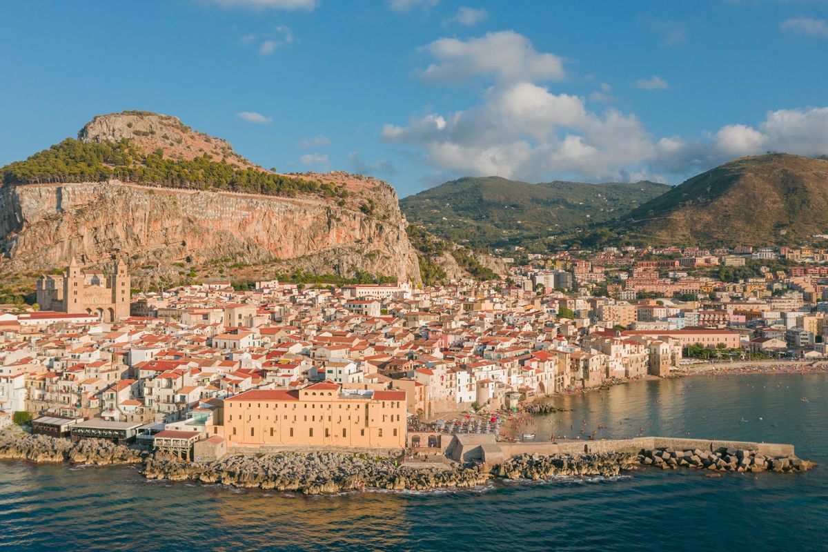 Historic buildings near the water in Palermo Sicily