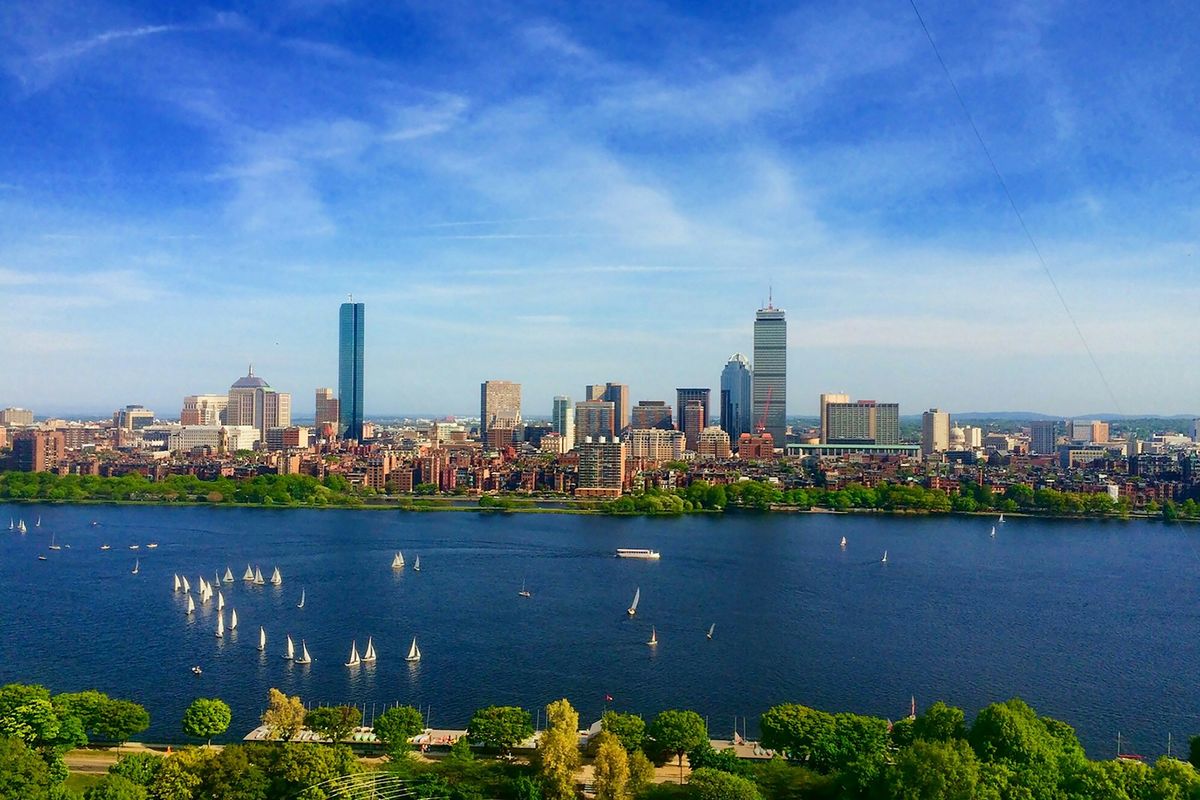 Boston skyline seen from the harbor waterfront