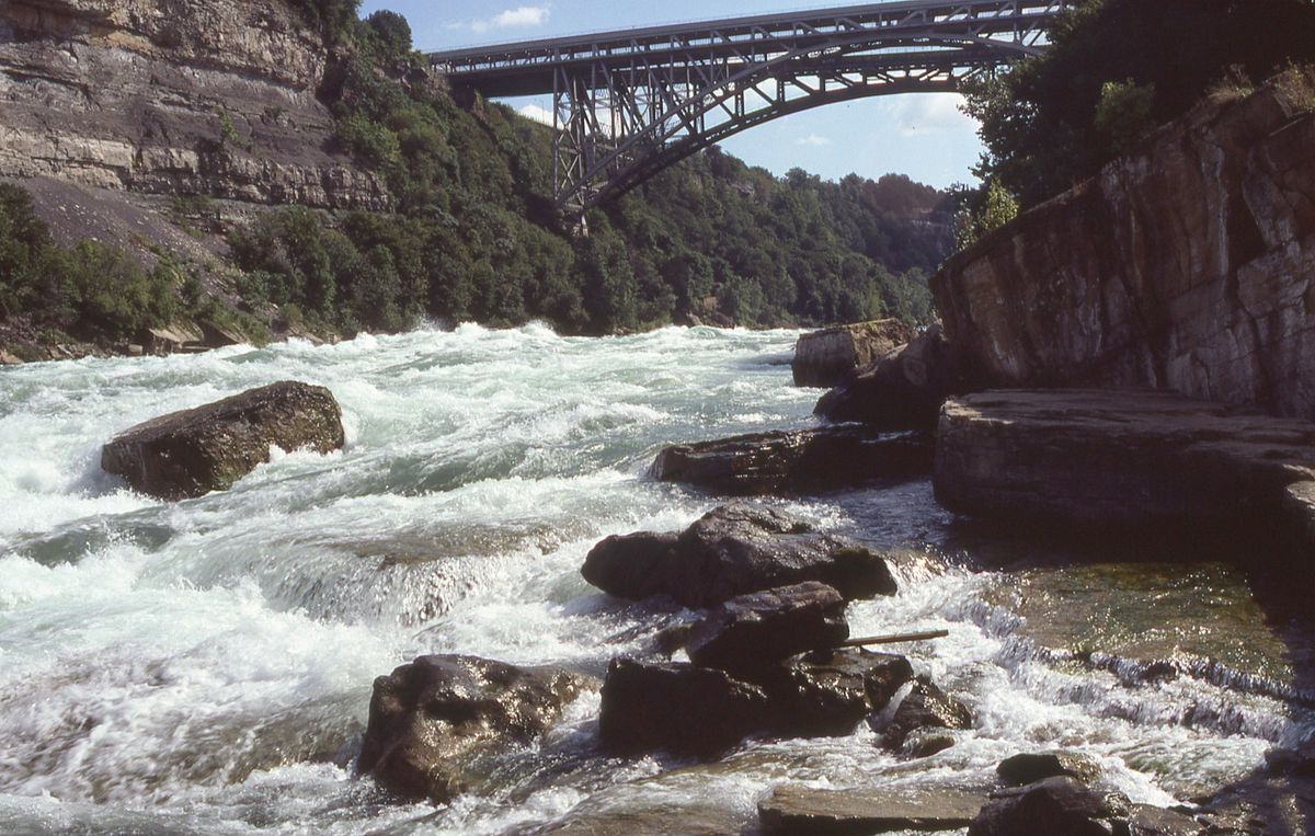 Rainbow Bridge spanning the Niagara Gorge rapids