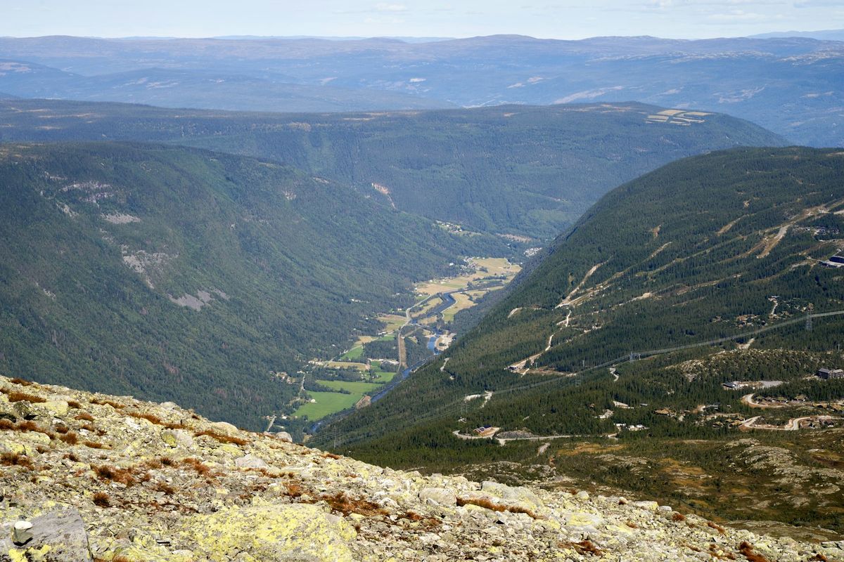 Scenic Norwegian mountain valley with winding road