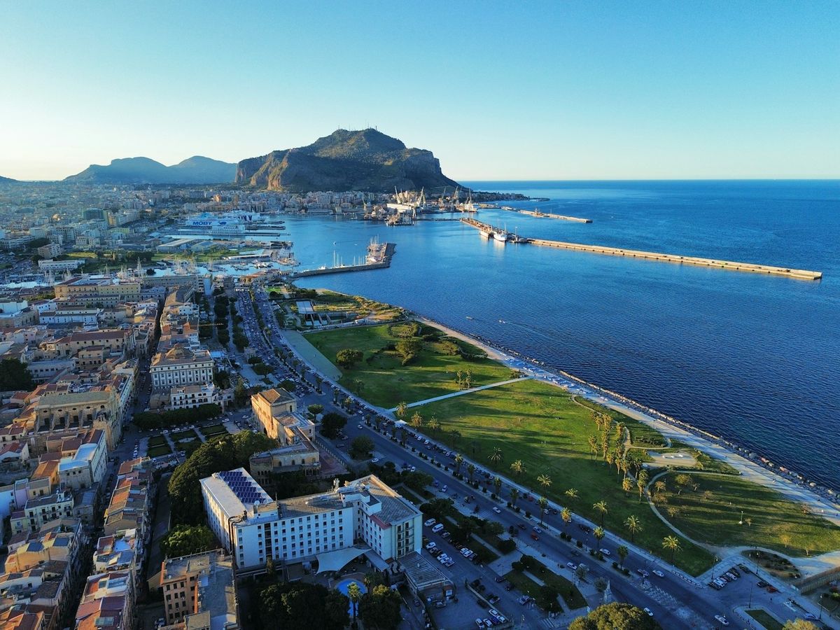 Aerial view of Palermo coastal city Sicily