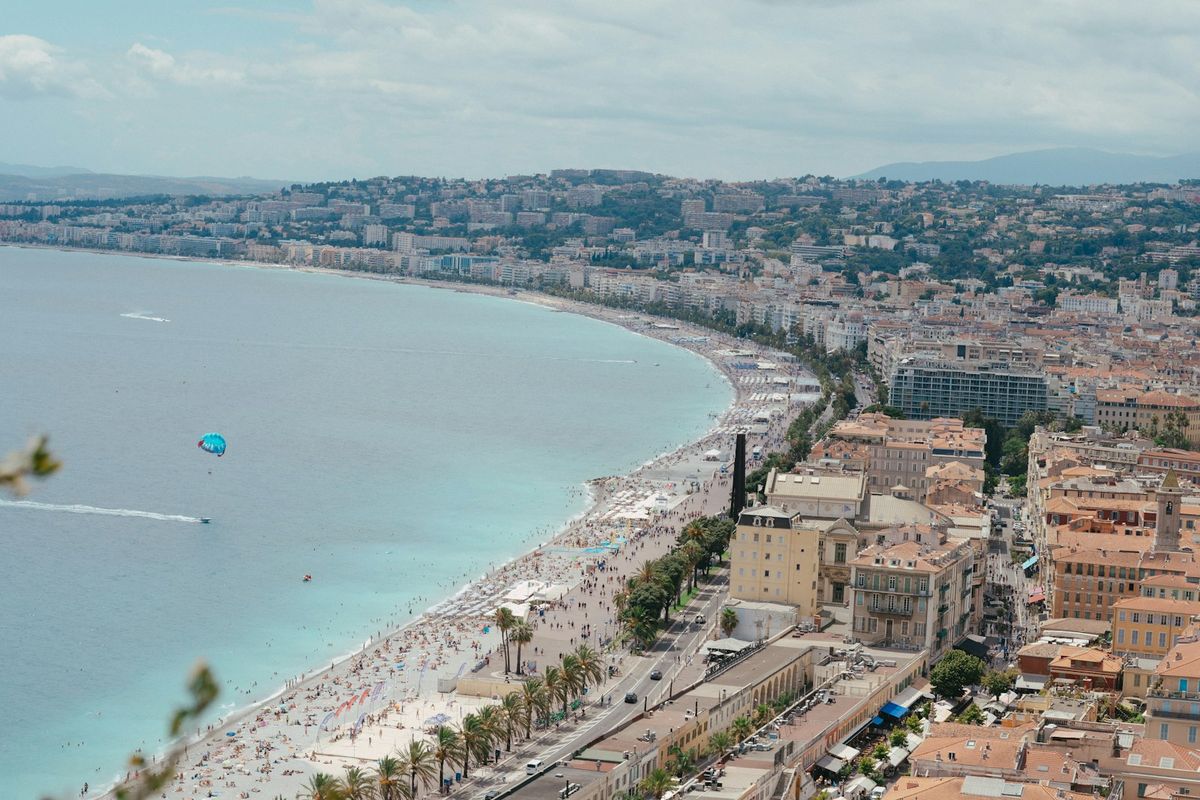 Coastal city of Nice France with beautiful beach