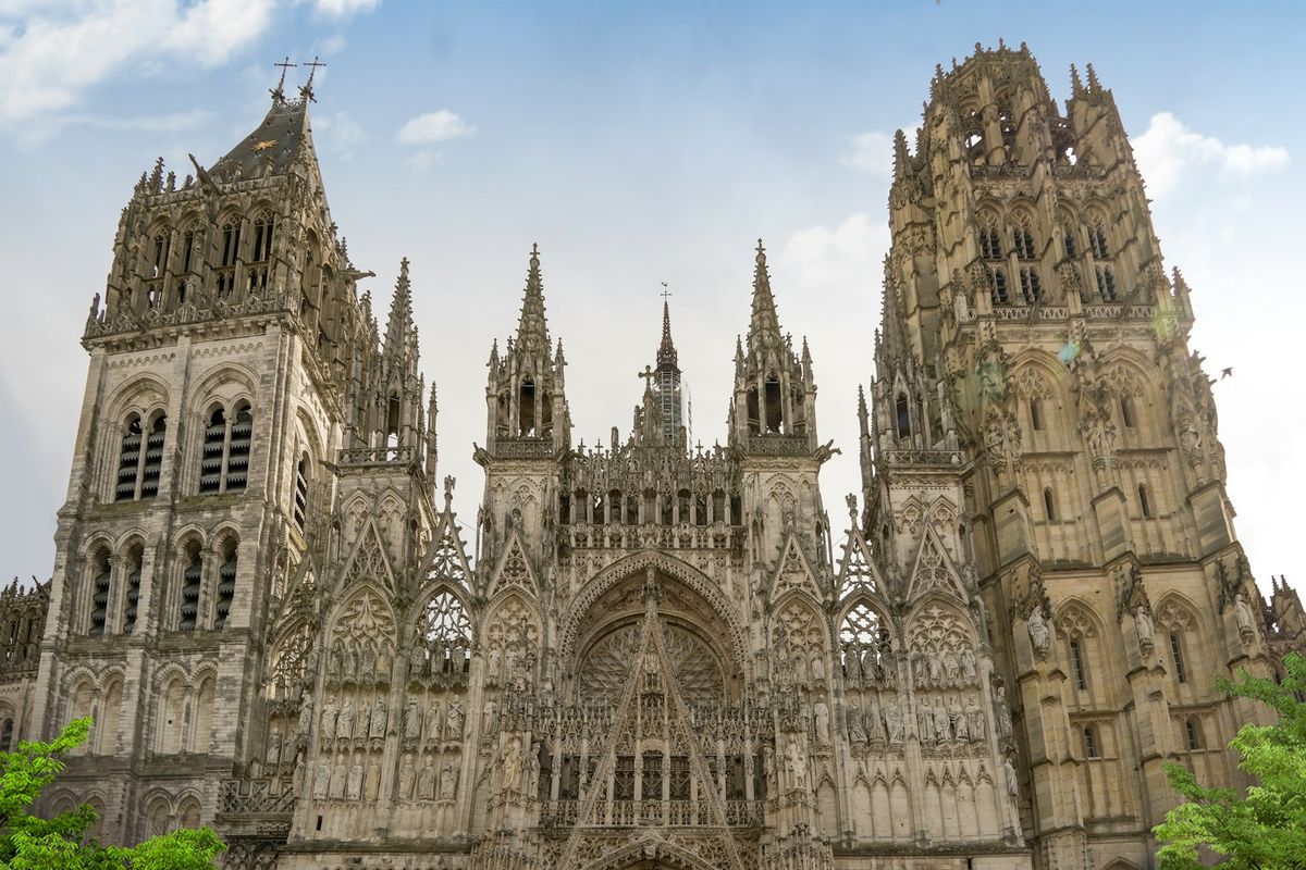 Rouen Cathedral with its famous clock tower, Normandy, France