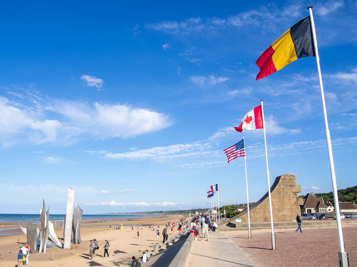 Memorial flags on Omaha Beach, Normandy