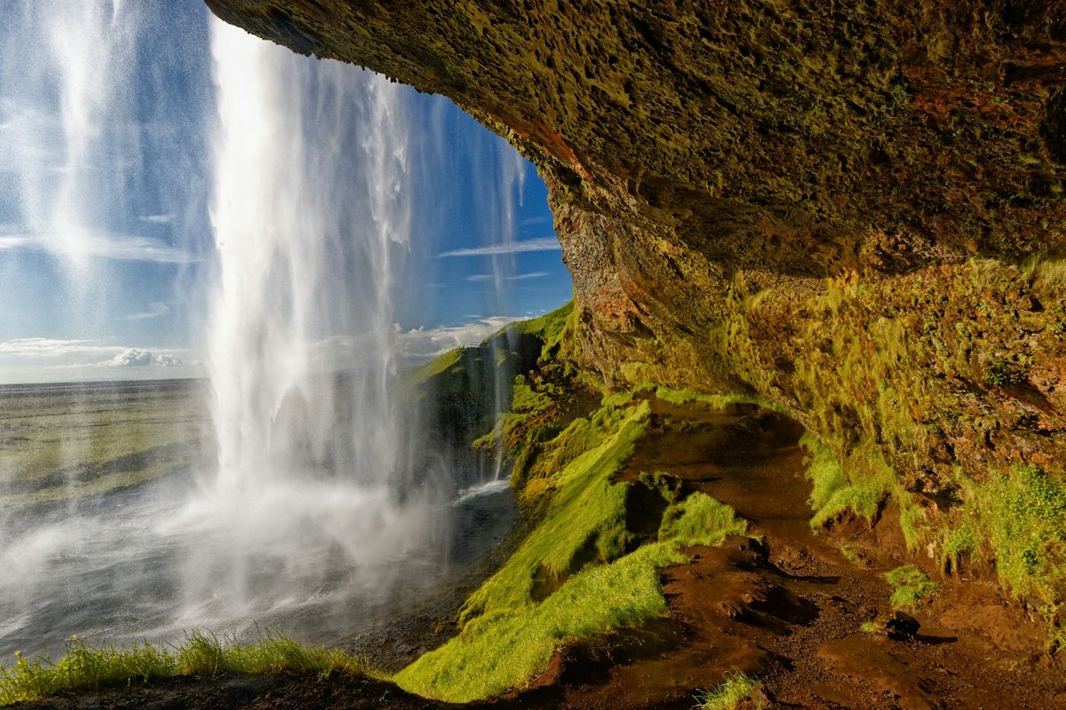 Waterfall on Iceland's South Coast