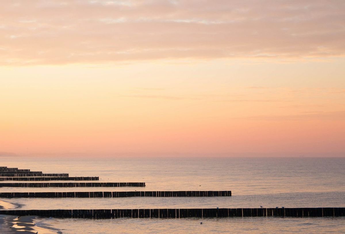 Calm Baltic Sea water and horizon near Jurmala beach