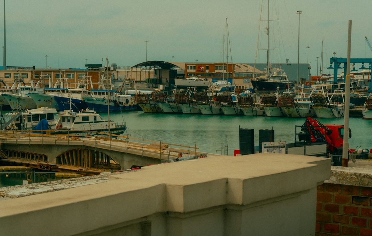 Boats docked at Ancona harbour, Italy