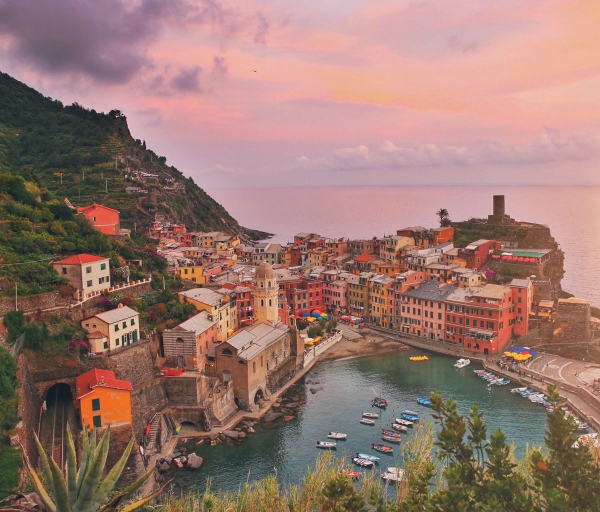 Aerial view of Italian coastal town by the Adriatic sea